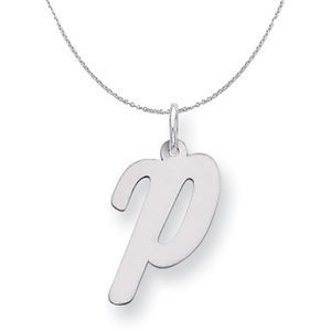 Silver Madison Collection LG Classic Script Initial P Necklace - 16 In